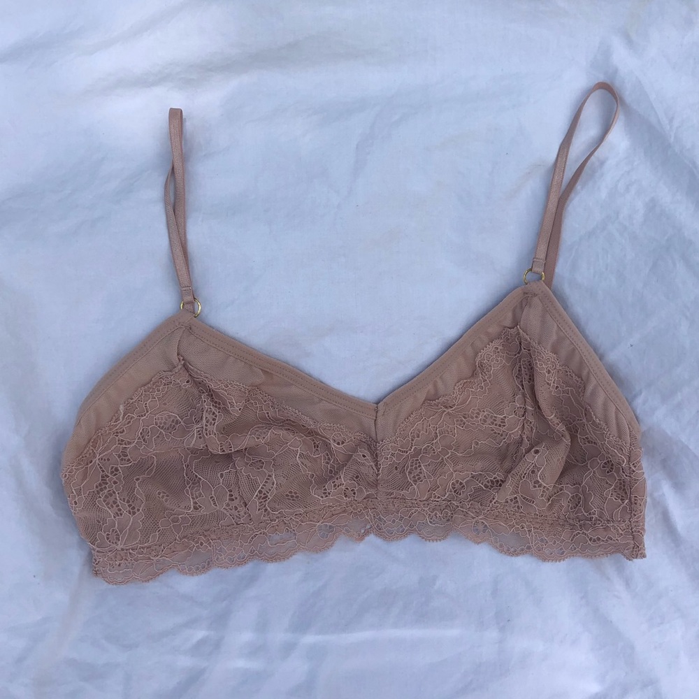 Out from under nude lace bralette